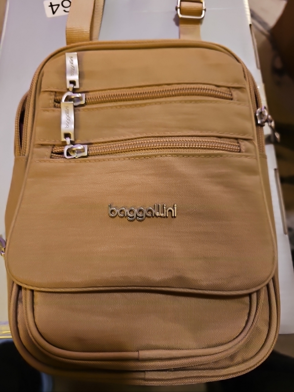 Baggallini Tan Crossbody with Multiple Zippers